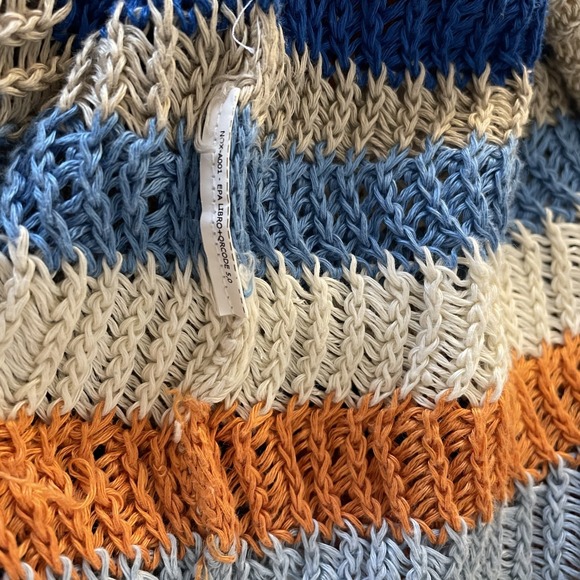 Max Mara Weekend Striped Crochet Open Knit Sweater Size S Boho Oversized Slouchy - Picture 8 of 10